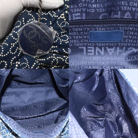 CHANEL Arabesque Tote Bag Canvas Navy CC Auth yk17405 - Picture 16 of 16